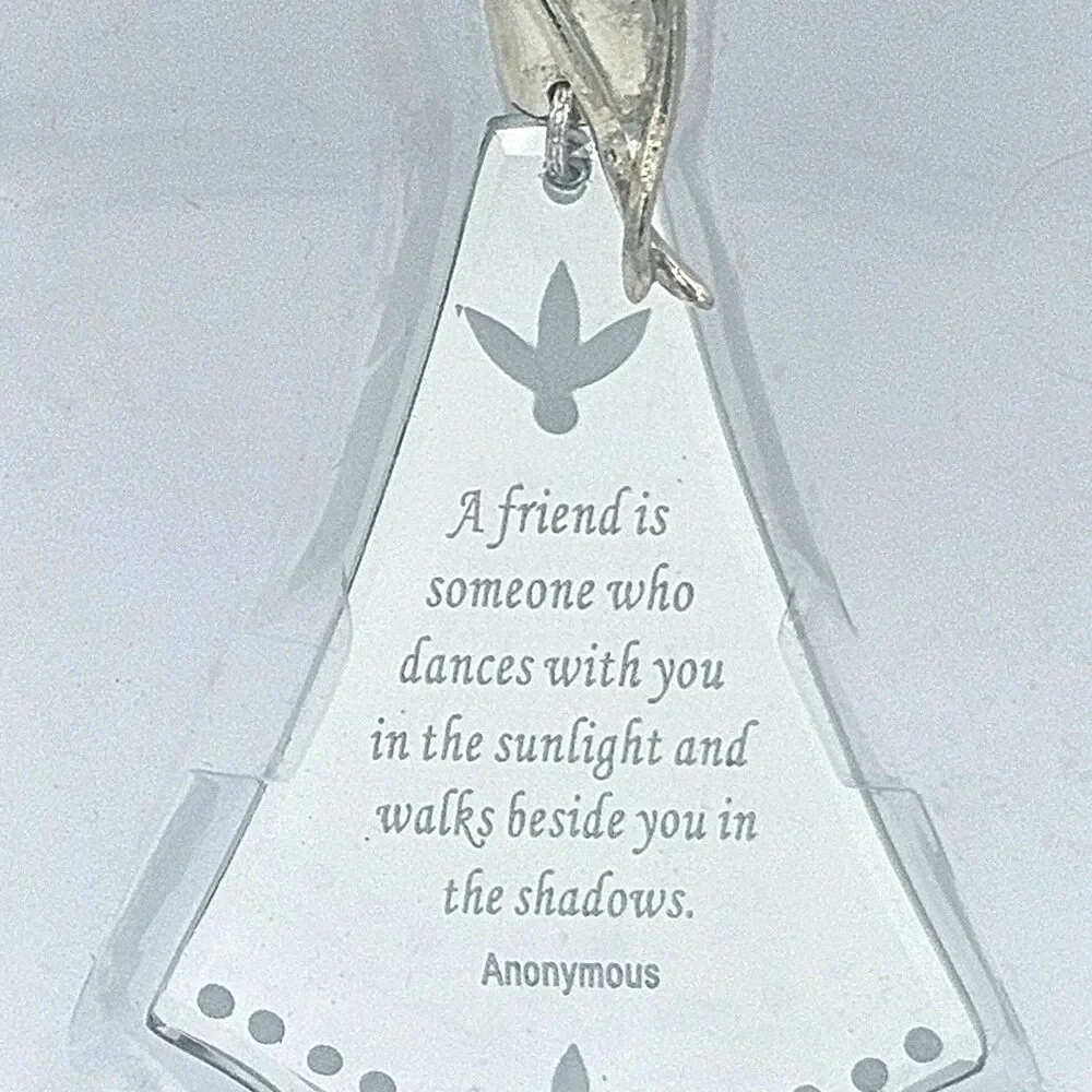​Pewter Angel Mirror Ornament Suncatcher A Friend Is Someone Who Dances Quote